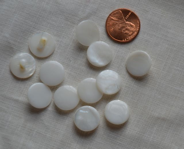Mother of Pearl Shank Buttons - White  7/16" , Two Dozen