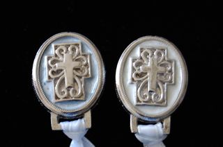 Paci Holder - Enameled Cross in White only