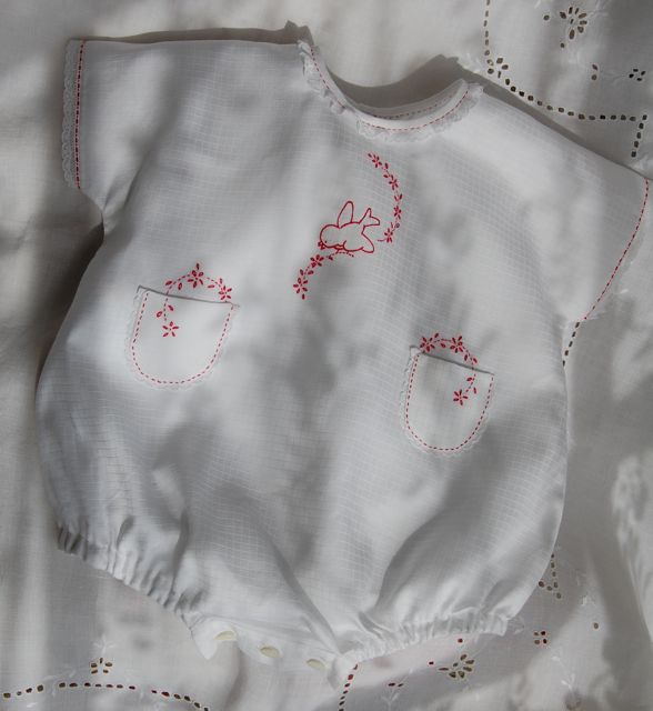 Redwork Romper from Best Embroidered Baby Clothes 2